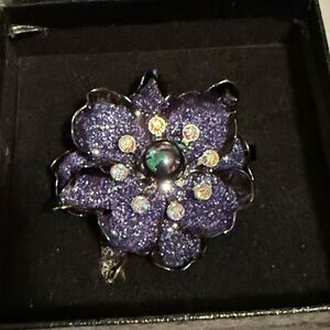 Joan Rivers Purple Floral Brooch with Dimensional Design